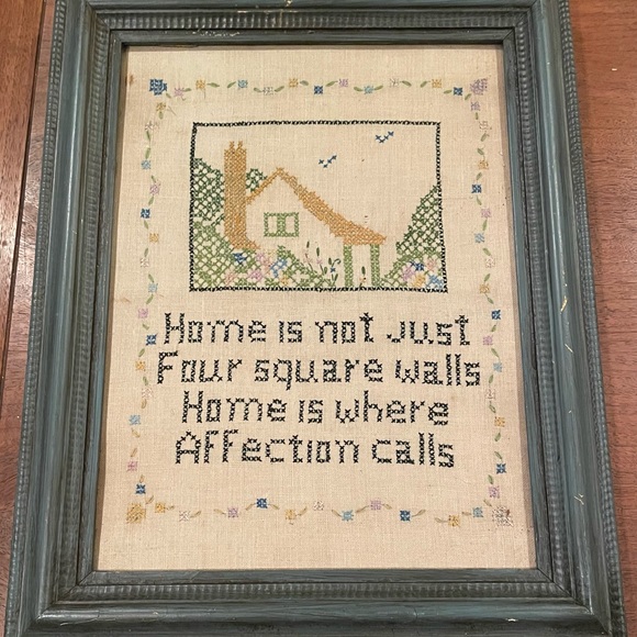 Other - Vintage Framed Homemade Sampler: Home is not just Four square walls…